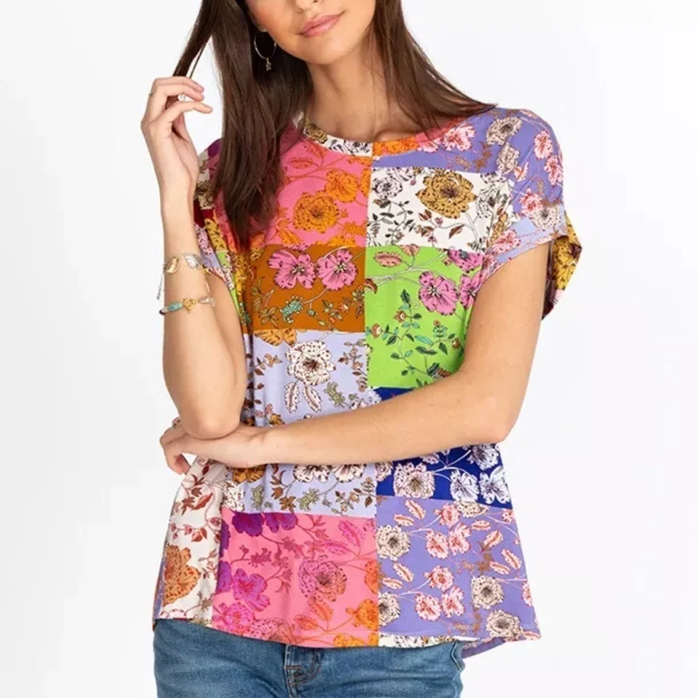 Johnny Was colorful short sleeve top size XS_12